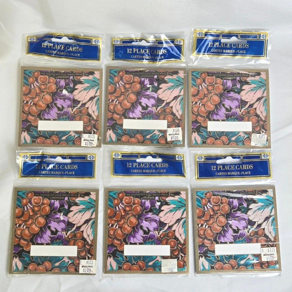 Amscan Fitz‎ And Floyd Inc Grape Tapestry Place Cards, 72, Vtg 1990 43827 New